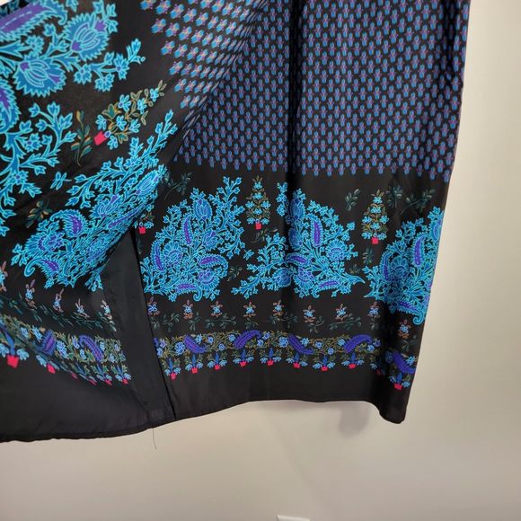 Vintage DVF Diane Von Furstenberg Blue Silk Wrap Skirt Women's Size Large - Picture 3 of 7